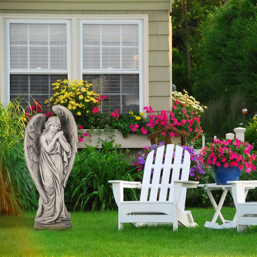 Angel Large Garden Statue 34" Resin Outdoor Religious Patio Decor